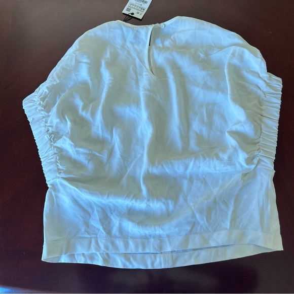 Zara NWT Women's White Ruffle Sleeve Top Short Sleeve Oversized XS - Picture 4 of 7